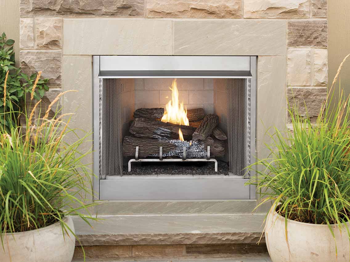 Superior F4106 36" Outdoor / Indoor Vent Free Firebox with Grey Stacked Refractory